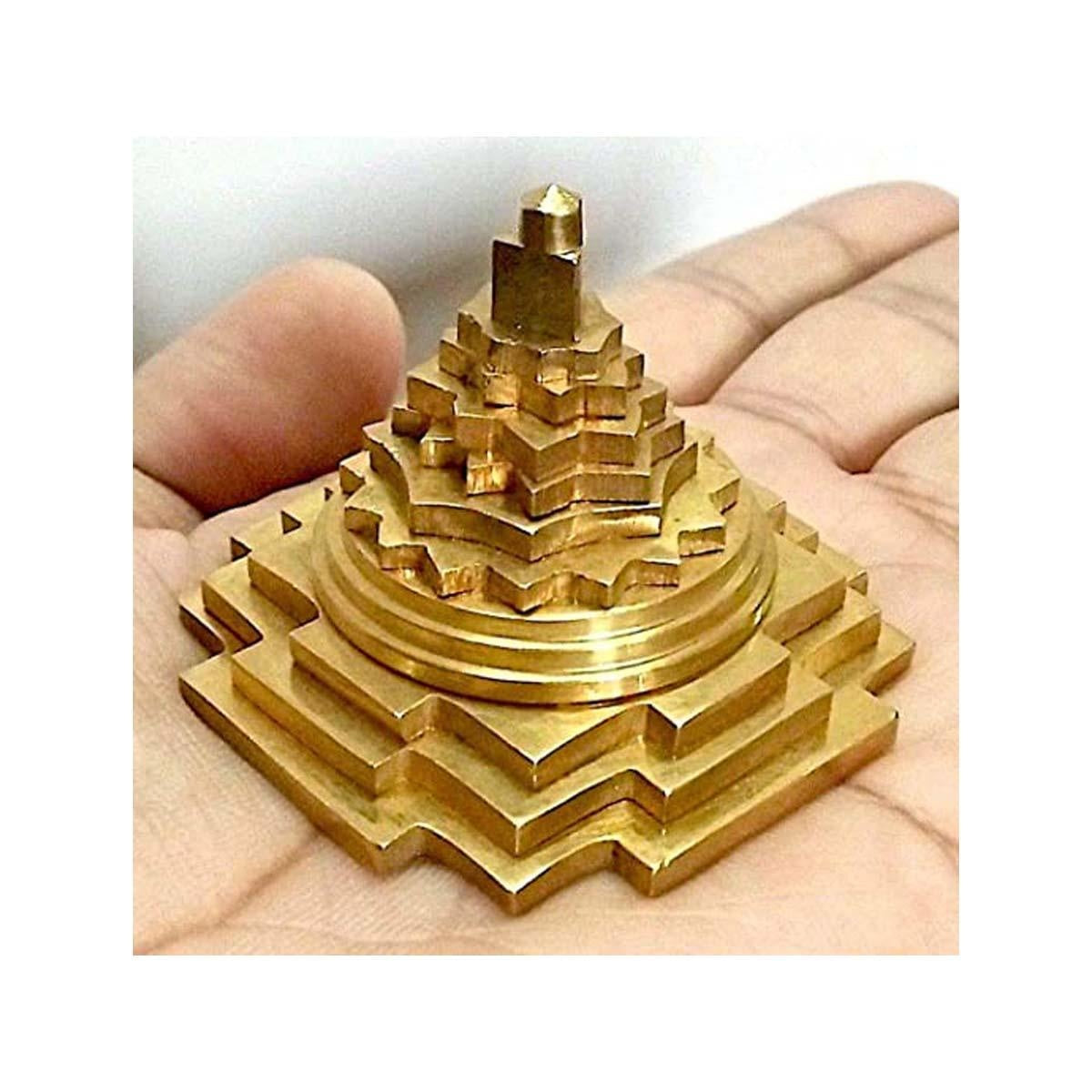 Pure Brass Meru Shree Yantra for Vastu, Home, Pooja, Prosperity - 3 Inch in India, US, UK, Australia, Europe