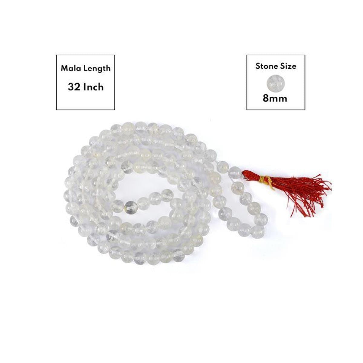 Clear Quartz Crystal Beads Mala in India, US, UK, Australia, Europe