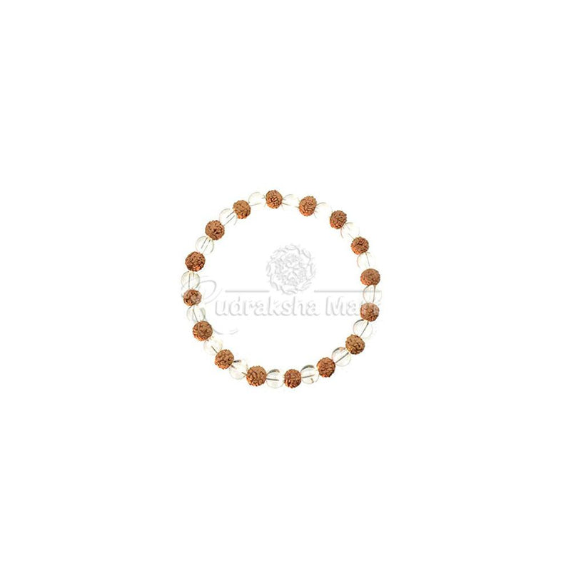 Natural Rudraksha with Clear Quartz (Sphatik) Stretchable Elastic Bracelet in India, US, UK, Australia, Europe