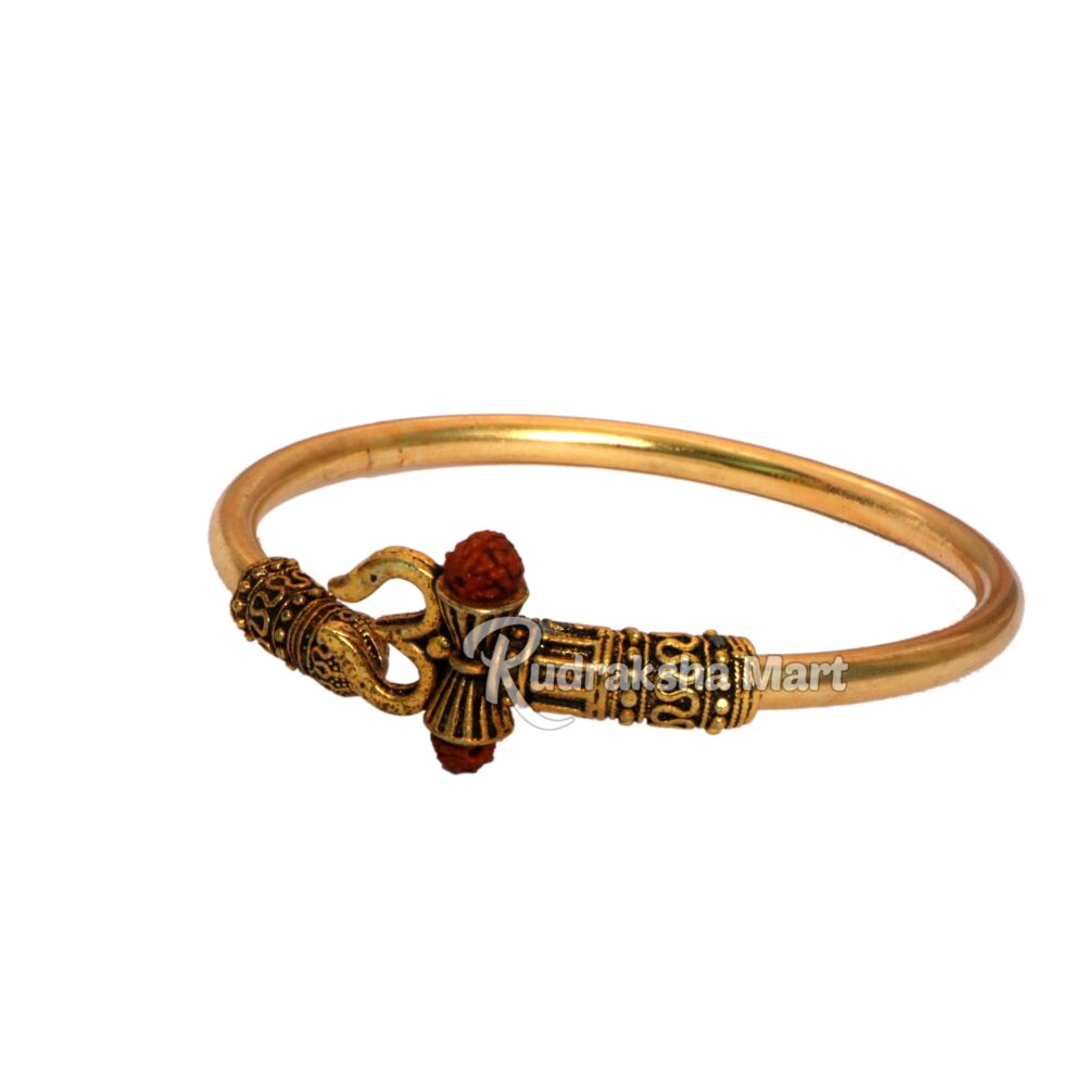 Om Trishul Damru Mahadev Gold Plated Rudraksha Kada in India, US, UK, Australia, Europe