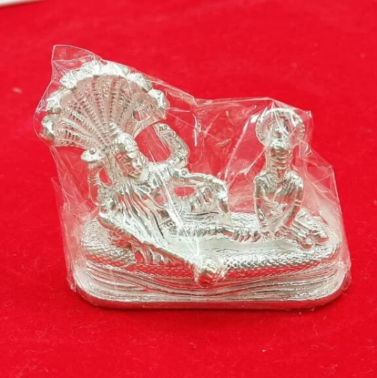 Vishnu Laxmi Idol in Pure 925 Silver / Idol in Silver Hindu Religion God Idol Sculpture Statue in India, US, UK, Australia, Europe