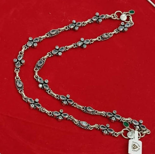 Pure 925 Silver Oxidized Anklet Pair - 50 Gram in India, US, UK, Australia, Europe