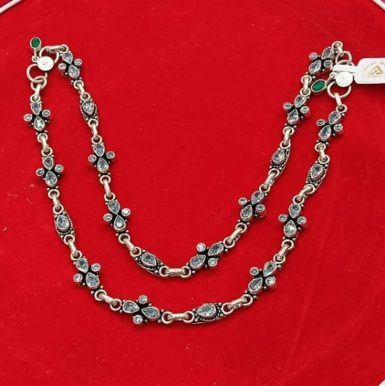 Pure 925 Silver Oxidized Anklet Pair - 50 Gram in India, US, UK, Australia, Europe