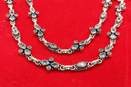 Pure 925 Silver Oxidized Anklet Pair - 50 Gram in India, US, UK, Australia, Europe