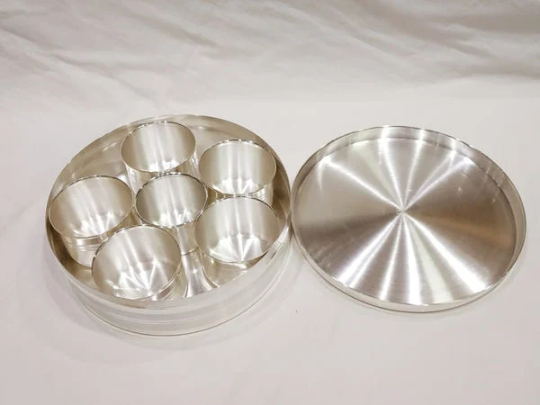 Pure Silver Pooja Box Contain - 6 Katori Pieces, Pooja Set or Gift Item in India, US, UK, Australia, Europe