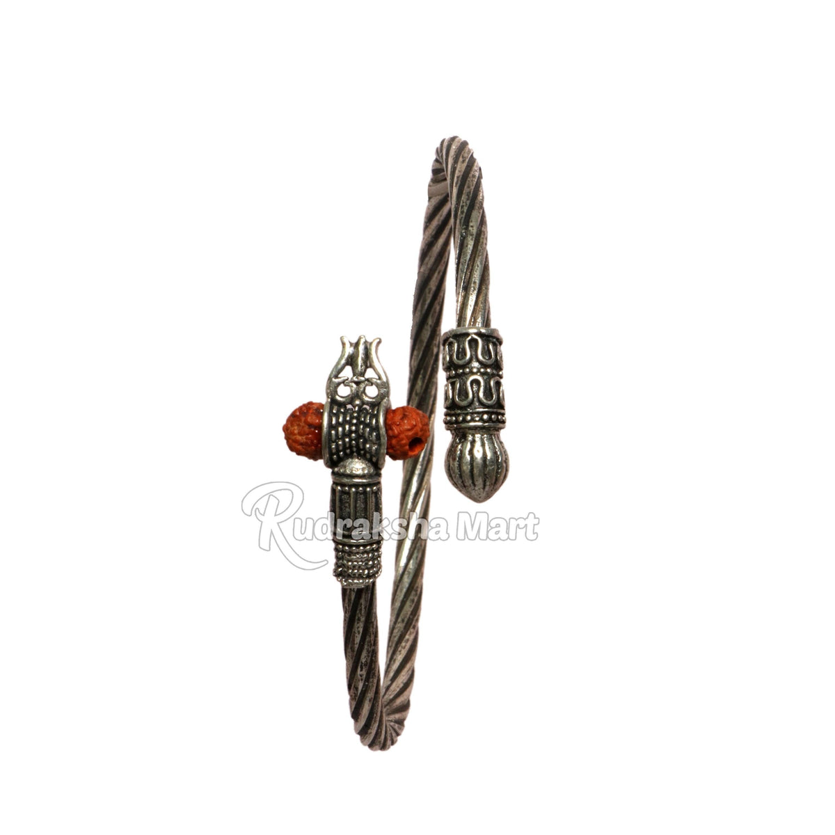 Om Trishul Damroo Mahadev Silver Plated Rudraksha Kada in India, US, UK, Australia, Europe