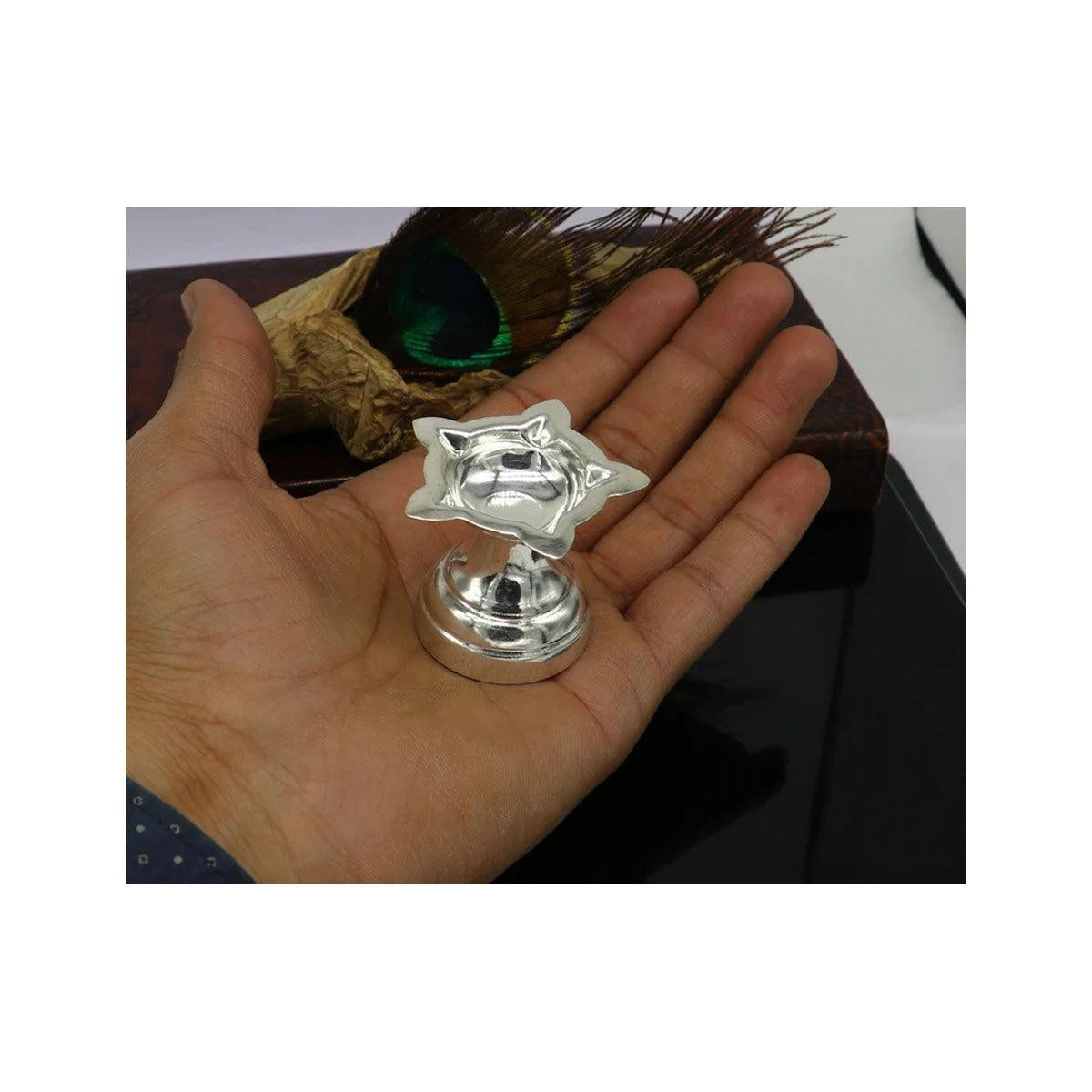 999 pure silver handmade elegant oil lamp, silver home temple utensils silver diya in India, US, UK, Australia, Europe