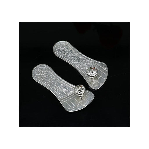 3" Solid sterling silver handmade Charan paduka or slippers for idol krishna, laddu gopala, little krishna or Vshnu Narayana puja in India, US, UK, Australia, Europe
