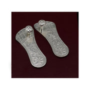 3" Solid sterling silver handmade Charan paduka or slippers for idol krishna, laddu gopala, little krishna or Vshnu Narayana puja in India, US, UK, Australia, Europe