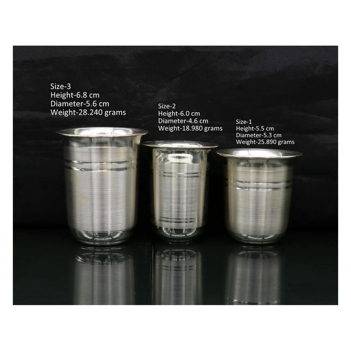 999 fine silver handmade baby water milk glass tumbler, all sizes silver tumbler, silver baby food dining set, silver utensils in India, US, UK, Australia, Europe