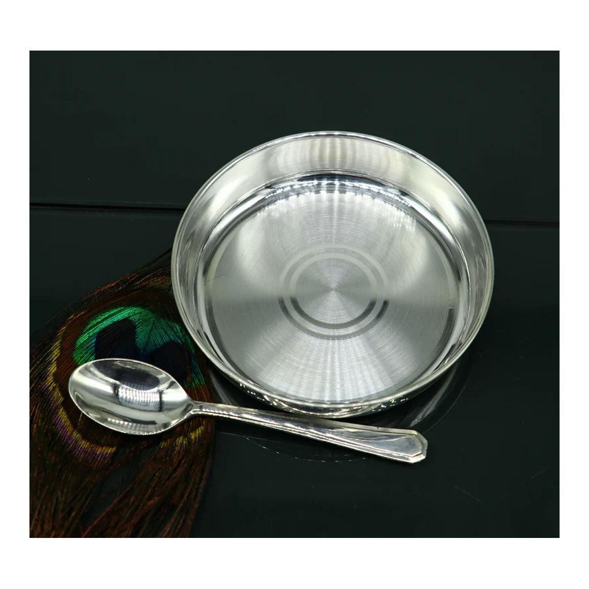 999 fine silver handmade plate or tray, best gifting food serving plate, silver utensils, silver vessel in India, US, UK, Australia, Europe