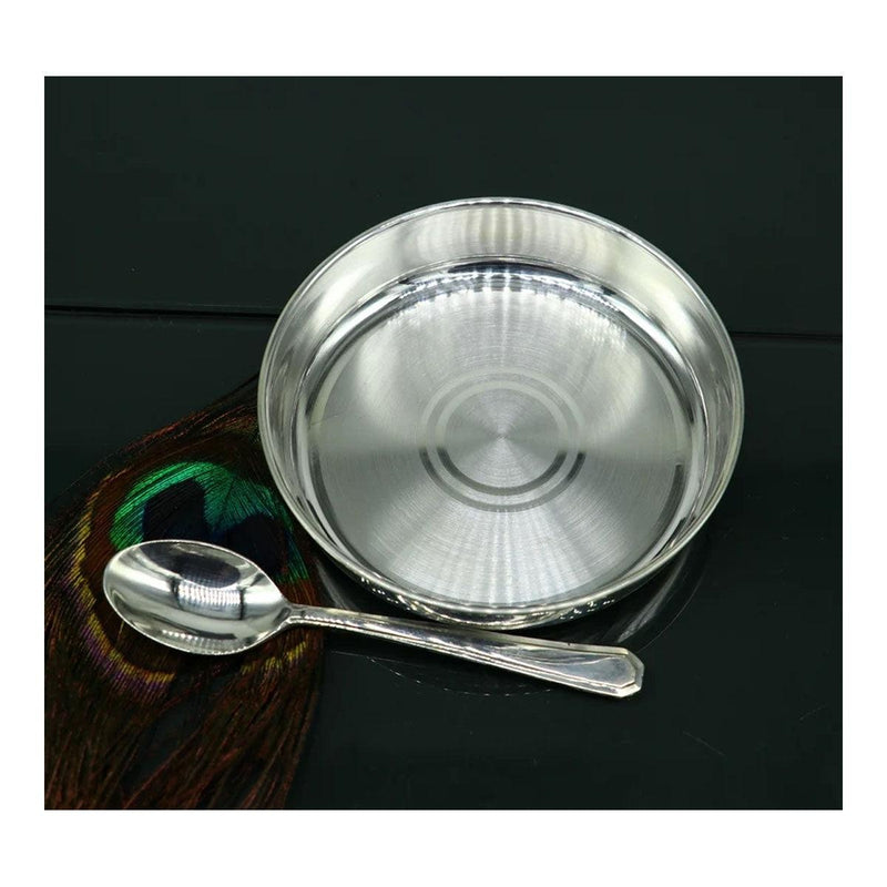 999 fine silver handmade plate or tray, best gifting food serving plate, silver utensils, silver vessel in India, US, UK, Australia, Europe