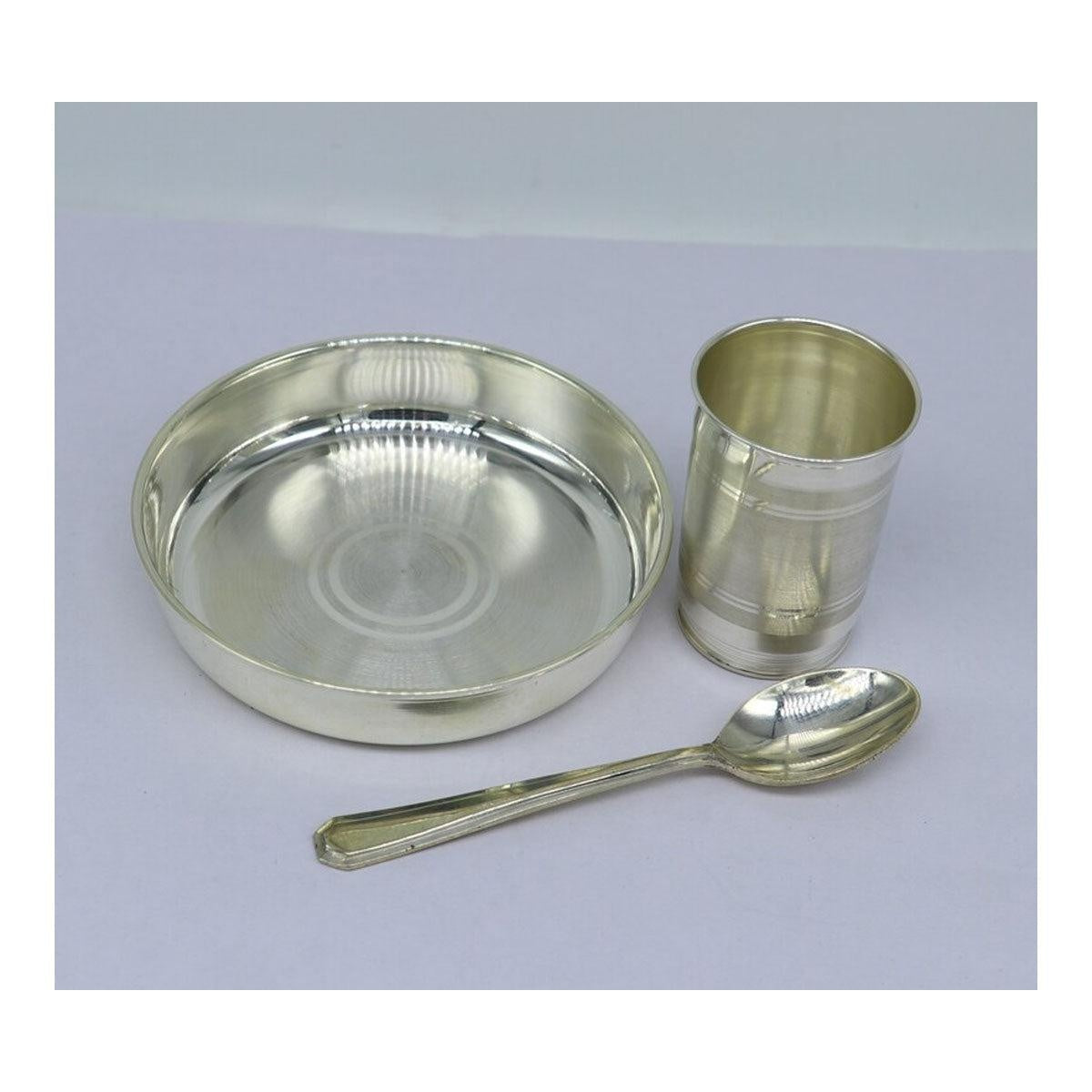 999 fine silver handmade small water/milk Glass tumbler, tray /plate baby kids silver cup & spoon utensils in India, US, UK, Australia, Europe