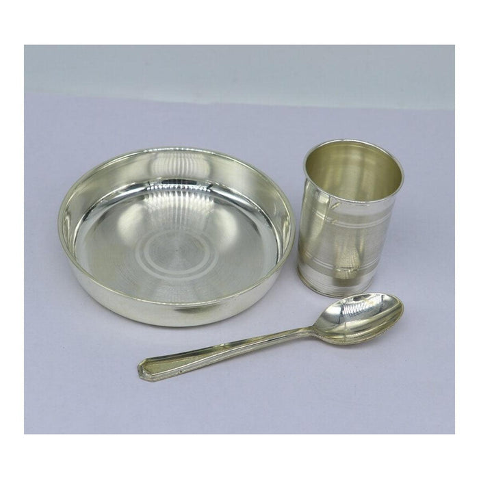 999 fine silver handmade small water/milk Glass tumbler, tray /plate baby kids silver cup & spoon utensils in India, US, UK, Australia, Europe