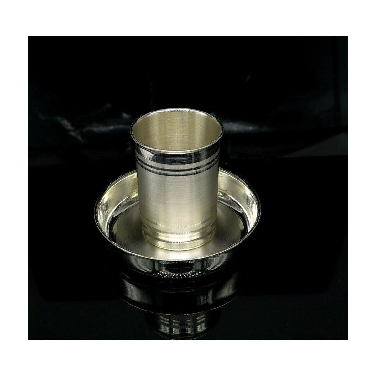 999 fine silver Water/milk tumbler and plate, silver vessel, silver baby utensils, silver puja article in India, US, UK, Australia, Europe