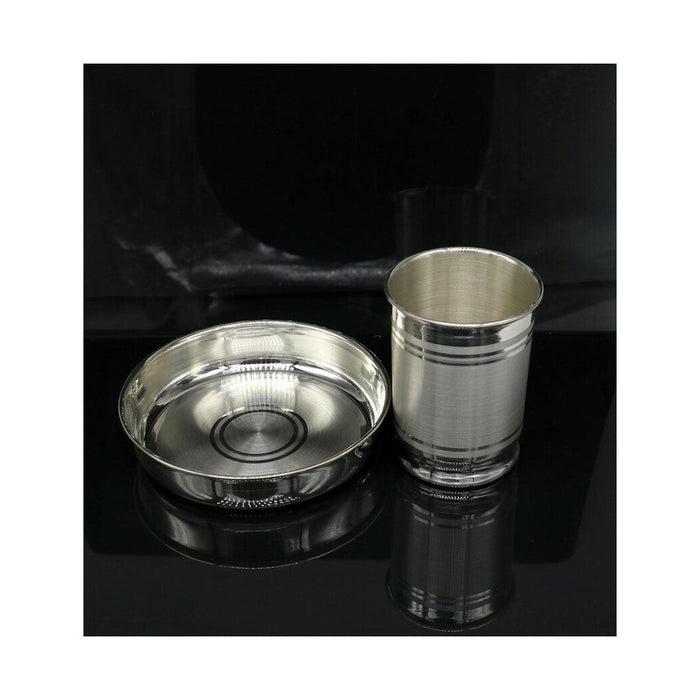 999 fine silver Water/milk tumbler and plate, silver vessel, silver baby utensils, silver puja article in India, US, UK, Australia, Europe