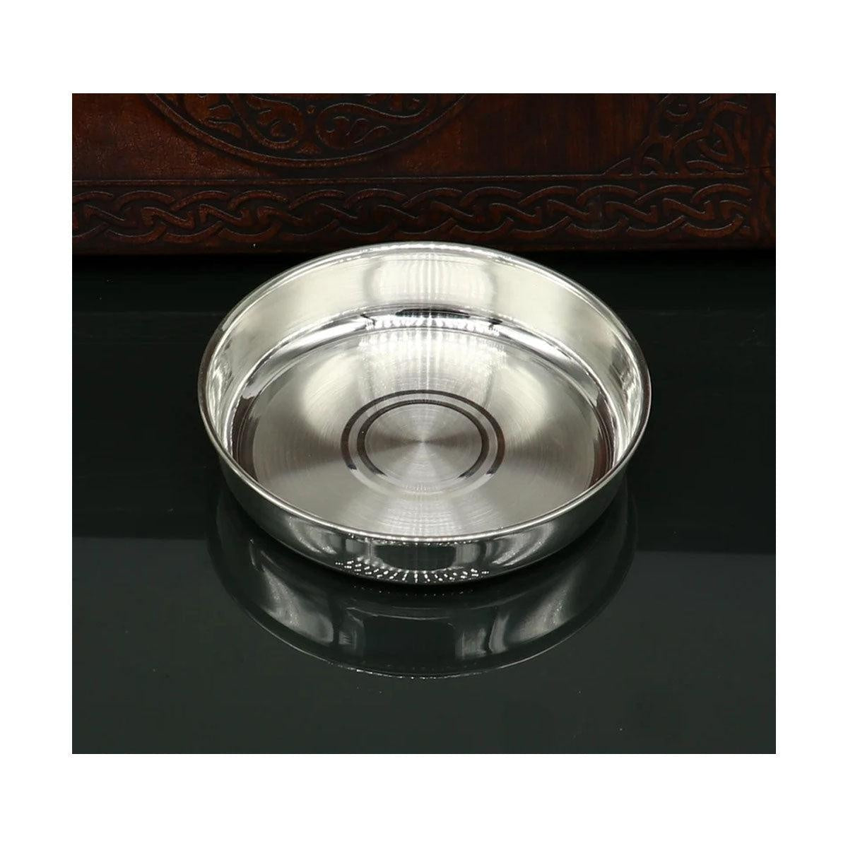 999 fine solid silver Tray or plate, silver vessel, silver baby utensils set, silver puja article, gifting utensils in India, US, UK, Australia, Europe