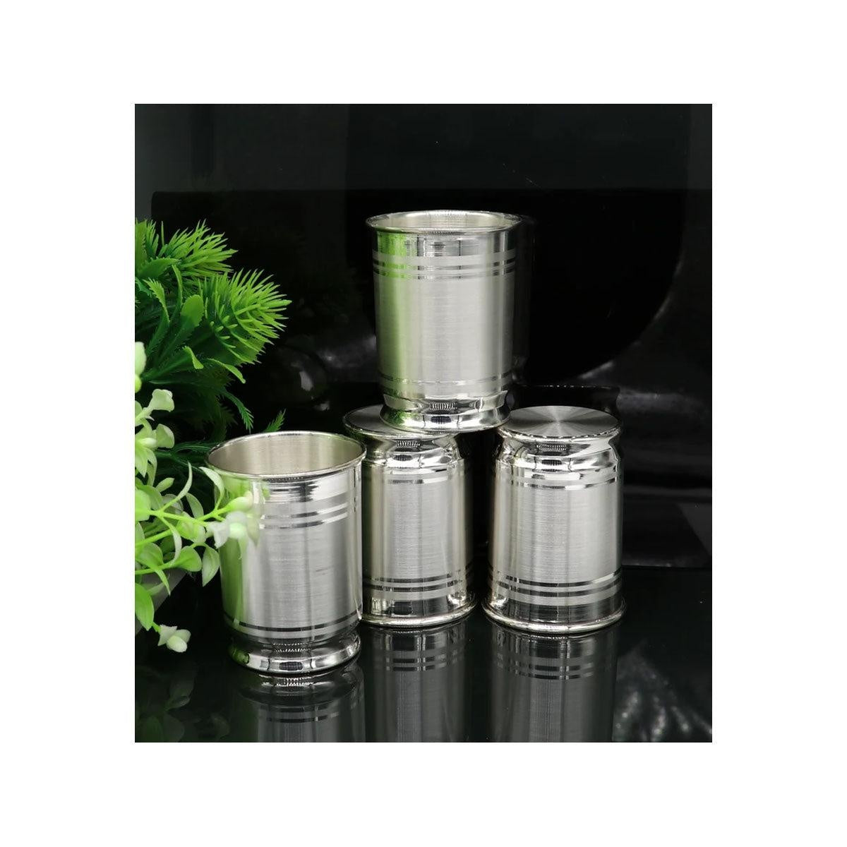 999 Fine Silver Water Glass Tumbler Silver Vessel Set, silver baby utensils, silver puja article, gifting utensils in India, US, UK, Australia, Europe
