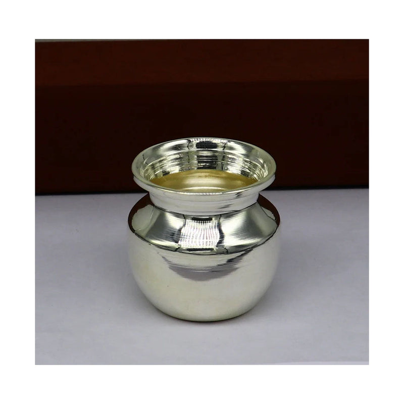 925 sterling silver handmade plain small Kalash or pot, unique special silver puja article, water or milk kalash pot in India, US, UK, Australia, Europe