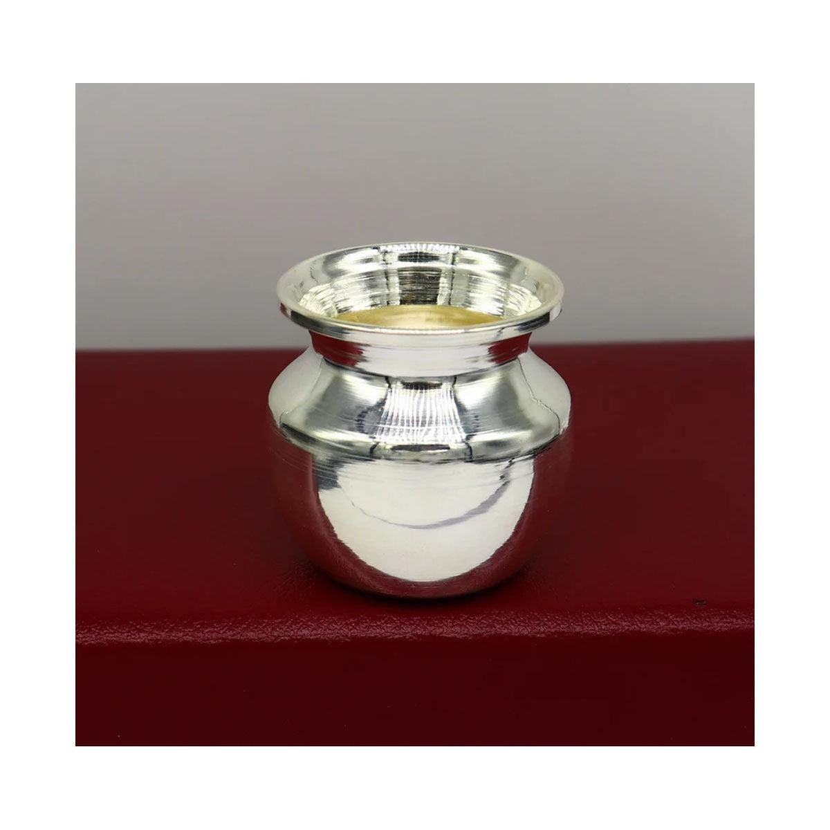 925 sterling silver handmade plain small Kalash or pot, unique special silver puja article, water or milk kalash pot in India, US, UK, Australia, Europe