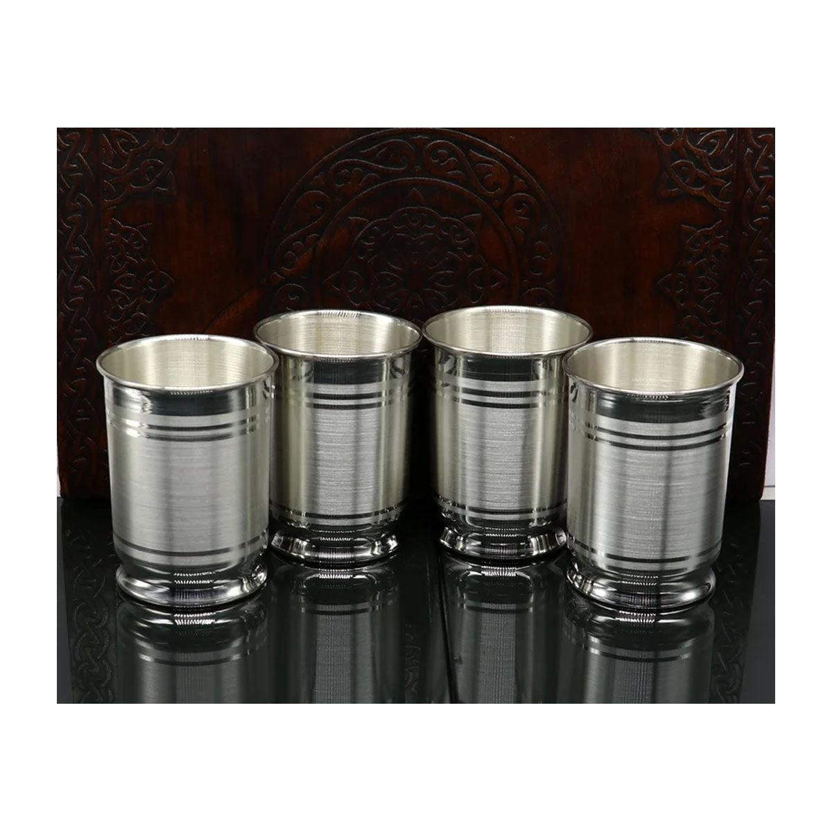 999 Fine Silver Water Glass Tumbler Silver Vessel Set, silver baby utensils, silver puja article, gifting utensils in India, US, UK, Australia, Europe