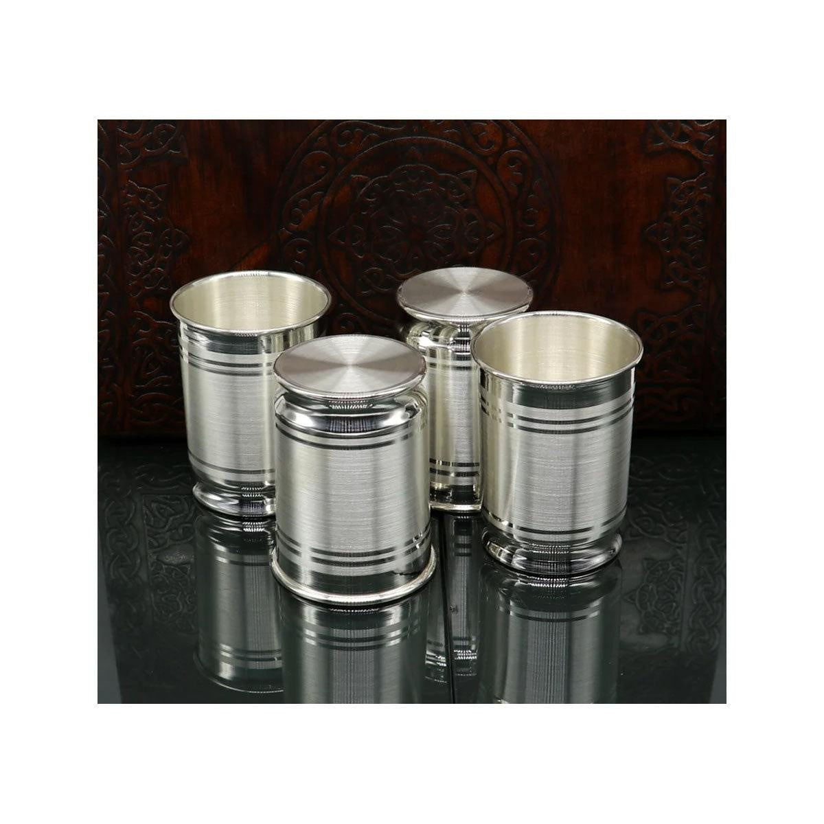 999 Fine Silver Water Glass Tumbler Silver Vessel Set, silver baby utensils, silver puja article, gifting utensils in India, US, UK, Australia, Europe
