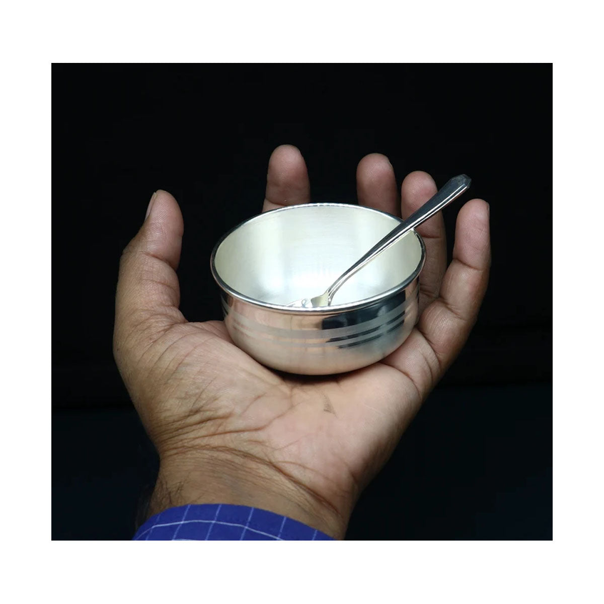 999 fine silver handmade small baby bowl and spoon set, silver tumbler, flask, stay baby/kids healthy, silver vessel utensils in India, US, UK, Australia, Europe