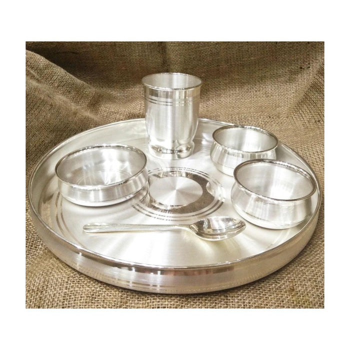 999 Pure Silver Dinner Set / Thali Set - Ashapura Pattern for Home Use or Gifting Silver Dinner Set in India, US, UK, Australia, Europe