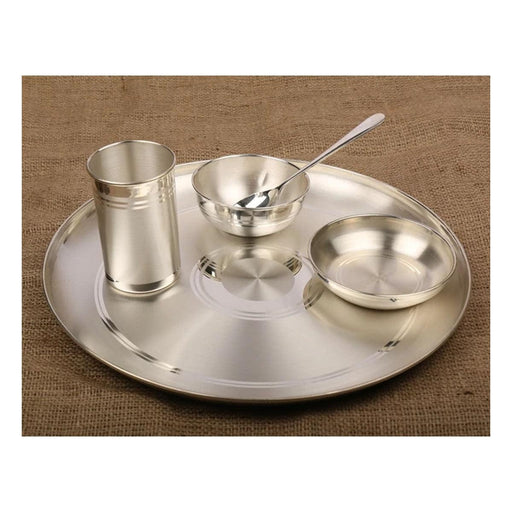 Silver Dinner Set - 999 / Thali Set - Ashapura Pattern for Home Use or Gifting Silver Dinner Set in India, US, UK, Australia, Europe