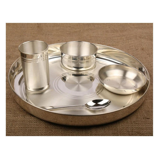 12" size - 999 Pure Silver Dinner Set / Thali Set - Ashapura Pattern for Home Use or Gifting Silver Dinner Set in India, US, UK, Australia, Europe