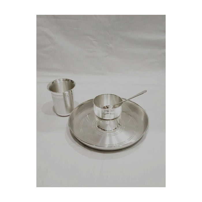 10" Size Set Weight - 630 grams 999 Pure Silver Dinner Set / Thali Set - Ashapura Pattern for Home Use or Gifting Silver Dinner Set in India, US, UK, Australia, Europe