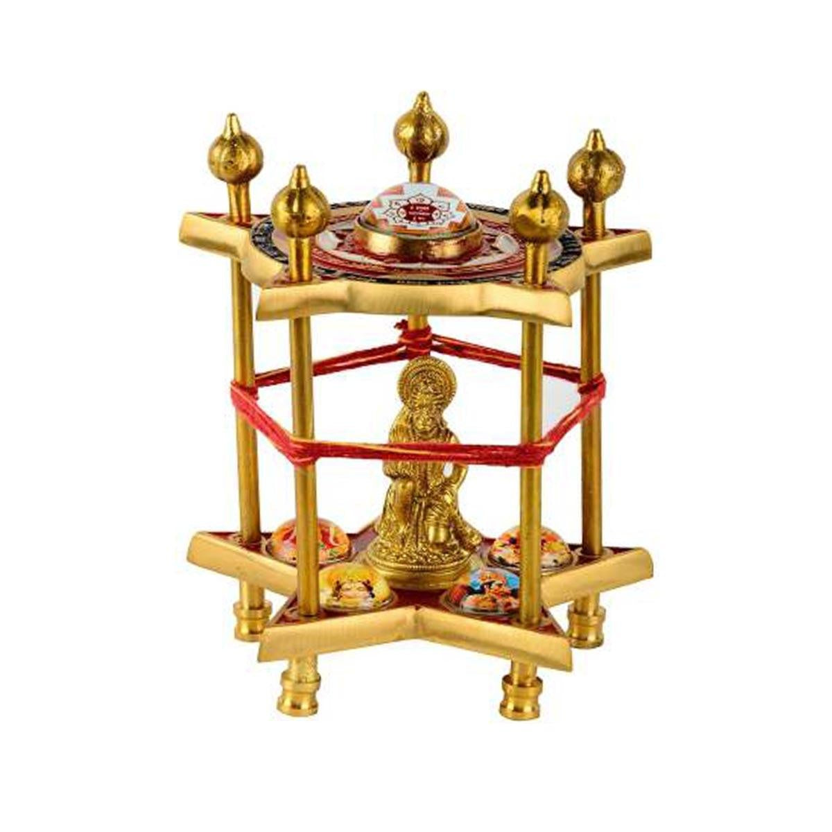 Panchmukhi Hanuman Yantra Pooja Chowki in Brass in India, US, UK, Australia, Europe