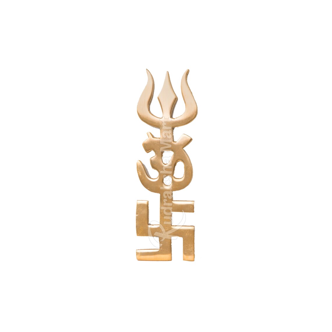 Brass Swastik Om And Trishul Wall Hanging Good Luck Showpiece - Set of 2 in India, US, UK, Australia, Europe