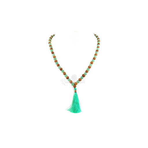 5 Mukhi Java Rudraksha with Green Jade Beads Combination Mala in India, US, UK, Australia, Europe
