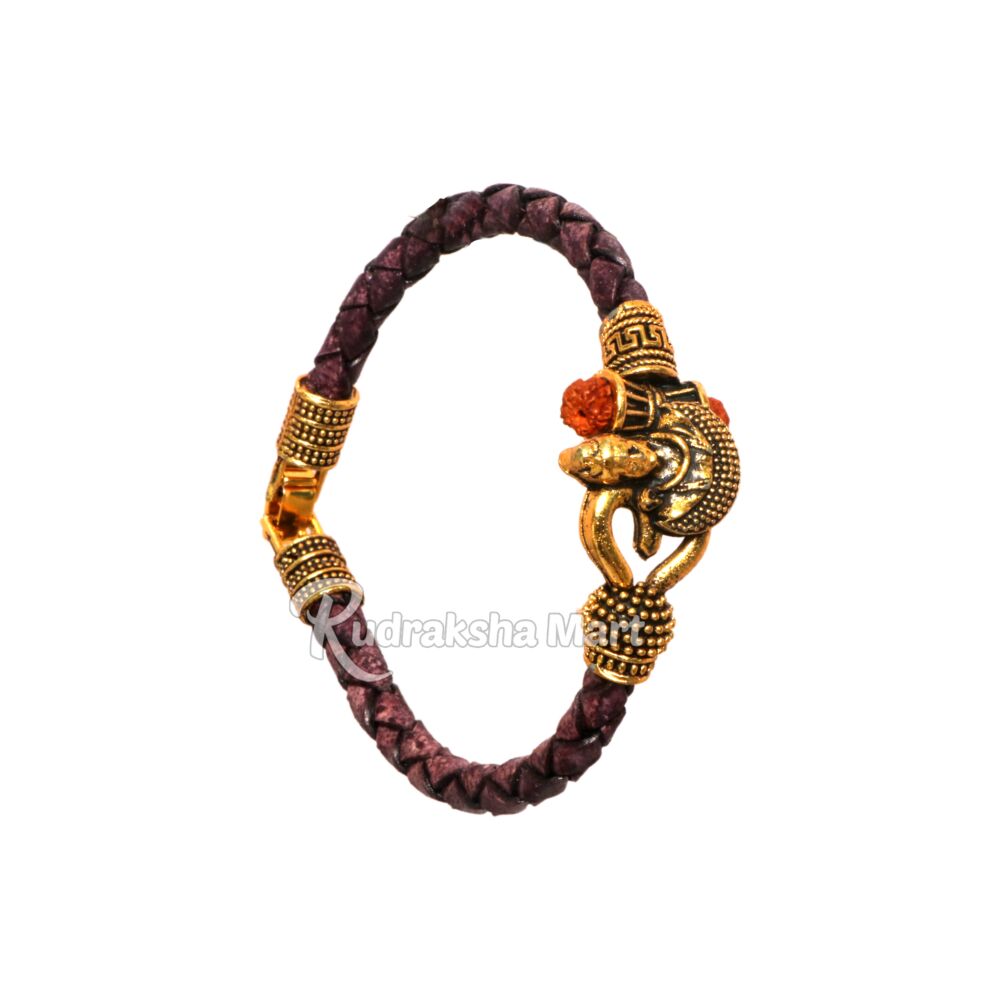 Om Trishul Damroo Mahadev Gold Plated Special Rudraksha Kada in India, US, UK, Australia, Europe