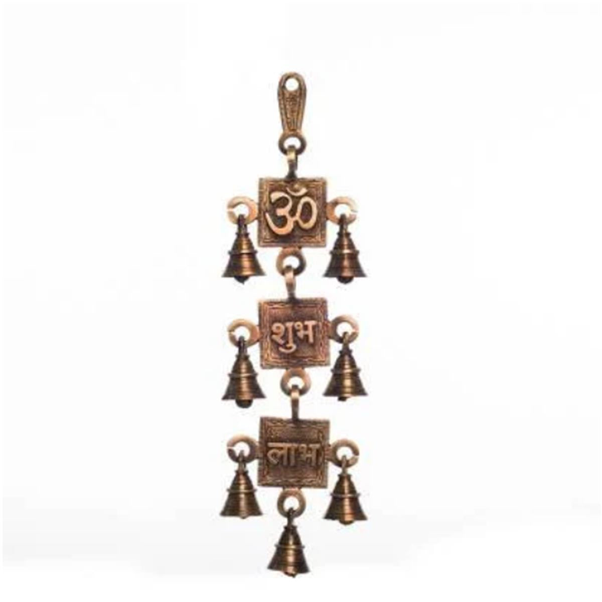 Om Shubh Labh Brass Wall Hanging Bells Decorative Showpiece - 31 cm, Vastu Bell for Home Door in India, US, UK, Australia, Europe