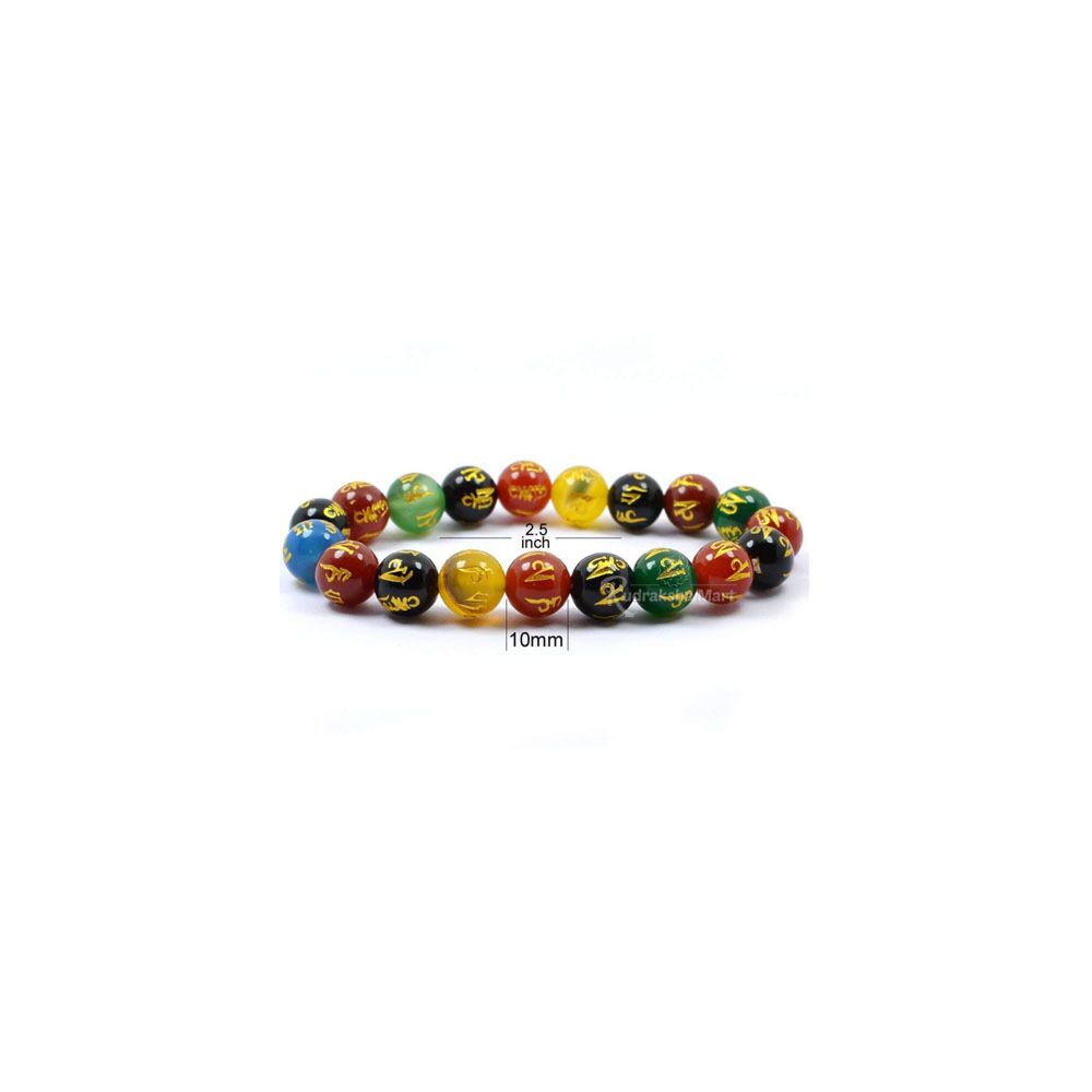 Om Mani Padme Hum Engraved Multi Stone Crystal Bracelet in India, US, UK, Australia, Europe