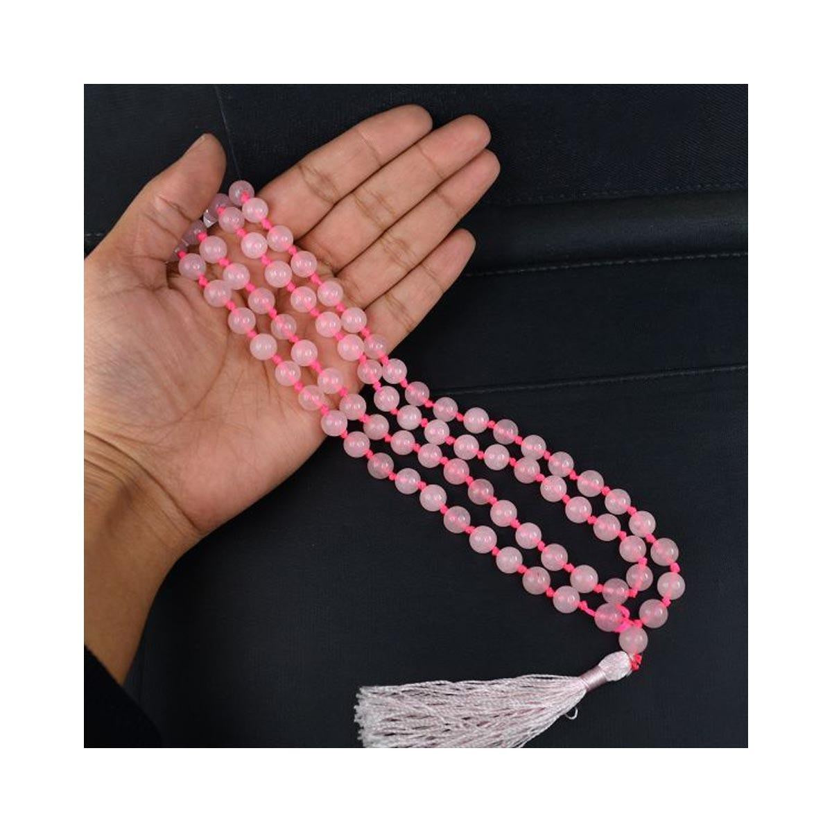Rose Quartz Round Beads Mala in India, US, UK, Australia, Europe