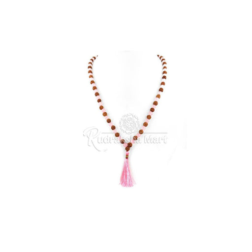 5 Mukhi Java Rudraksha with Rose Quartz Beads Combination Mala in India, US, UK, Australia, Europe