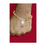 Fine Silver Trishul Damru with 5 Mukhi Java Rudraksha Bracelet in Pure Silver in India, US, UK, Australia, Europe