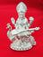 Silver Solid Goddess Sarasvati Idol Hindu Religion Goddess Idol for Gifting, Temple Use in India, US, UK, Australia, Europe
