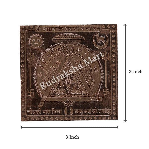 Shree Adhya Shakti Ambaji Bisa Yantra in Pure Copper in India, US, UK, Australia, Europe