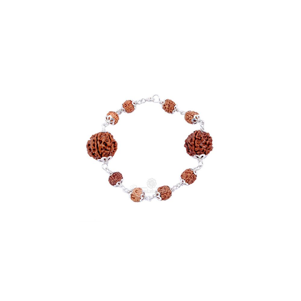 4 and 6 Mukhi Nepali Rudraksha - Shree Vidya Rudraksha Bracelet In Pure Silver in India, US, UK, Australia, Europe