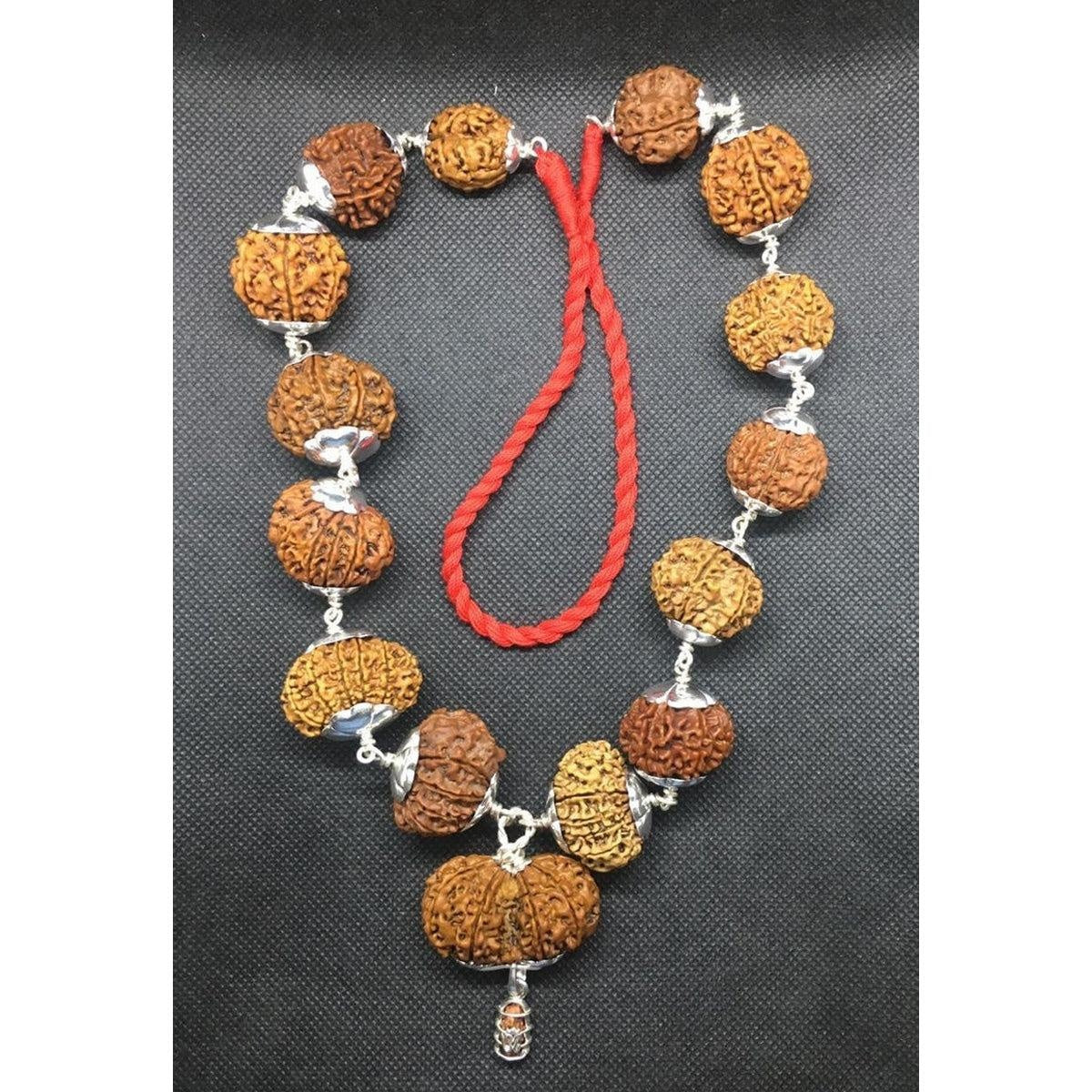 1-14 Nepali Rudraksha Siddha Mala in Pure Silver Collector Size Heavy Quality in India, US, UK, Australia, Europe